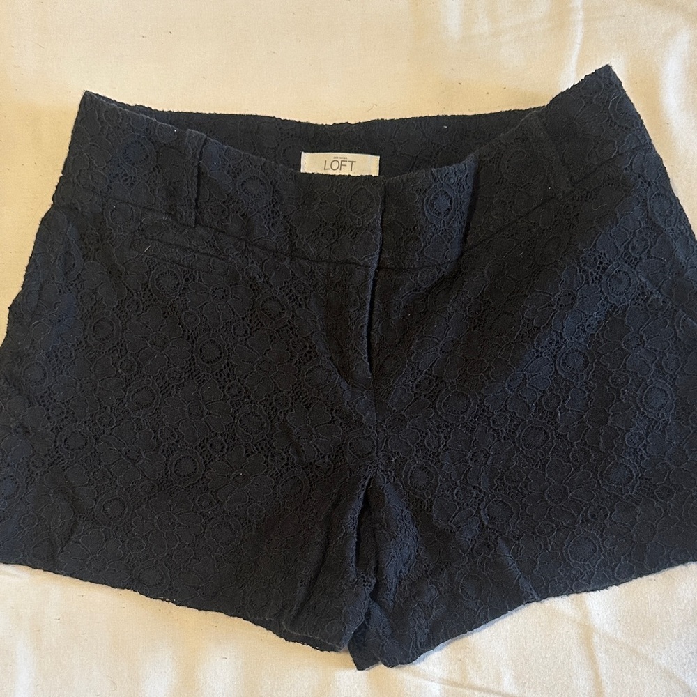 LOFT Black Lace High Waist Shorts